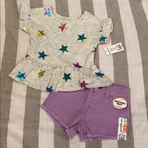 Garanimals purple star top and shorts bundle NWT